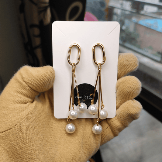 Jewelestia Graceful Pearl Drop Earrings