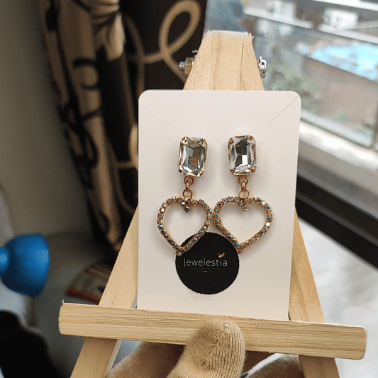 Jewelestia Heart Charm Crystal Earrings